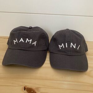 Gray 'Mama' and 'Mini' Hat Set